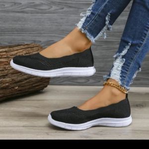 Women's Knitted Slip On Shoes Casual Mesh Comfortable Loafers Flat Sneaker Sz 9